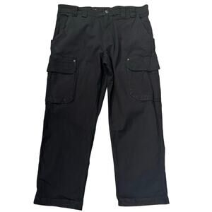 Duluth Black Flex Fire House Relaxed Fit Cargo Work Wear Pants Size 38x30